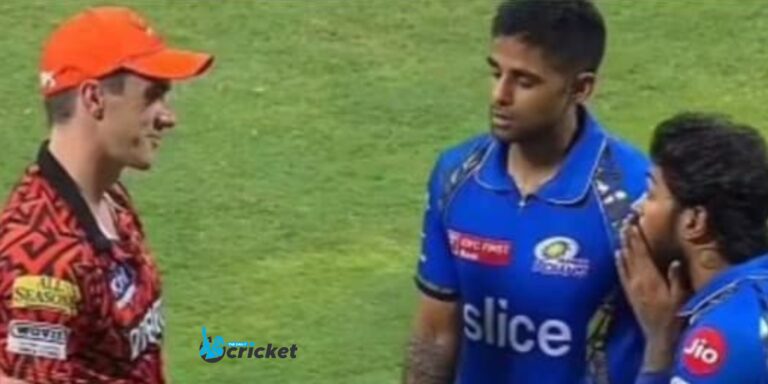 MI's Hardik Pandya and Suryakumar Yadav are shocked when SRH Skipper Pat Cummins shows a chopped middle finger after the IPL 2024 clash.